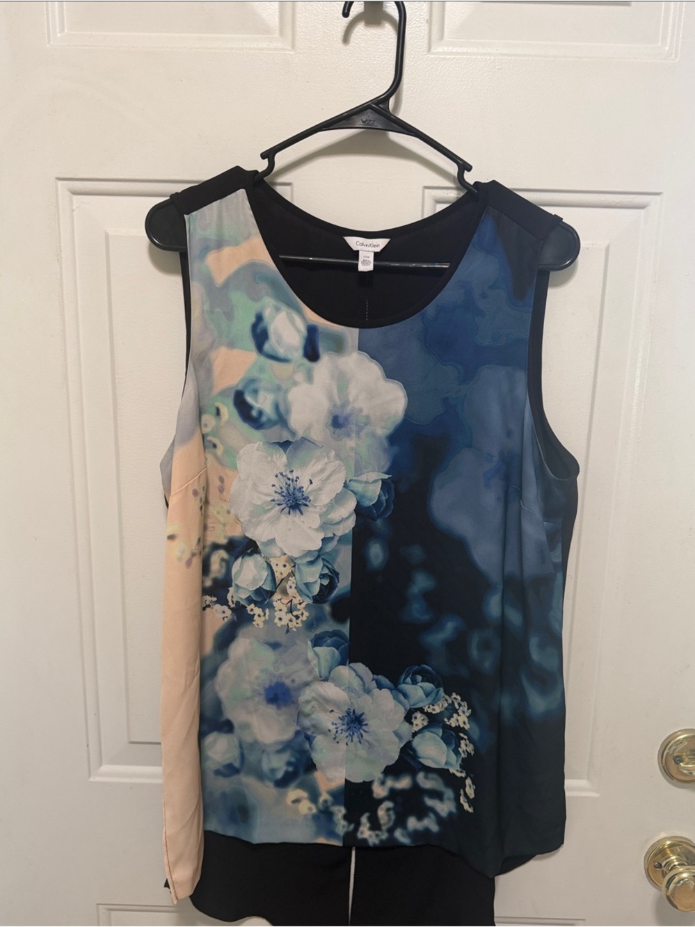 Calvin Klein Navy, Cream and Blue Floral Sleeveless Top